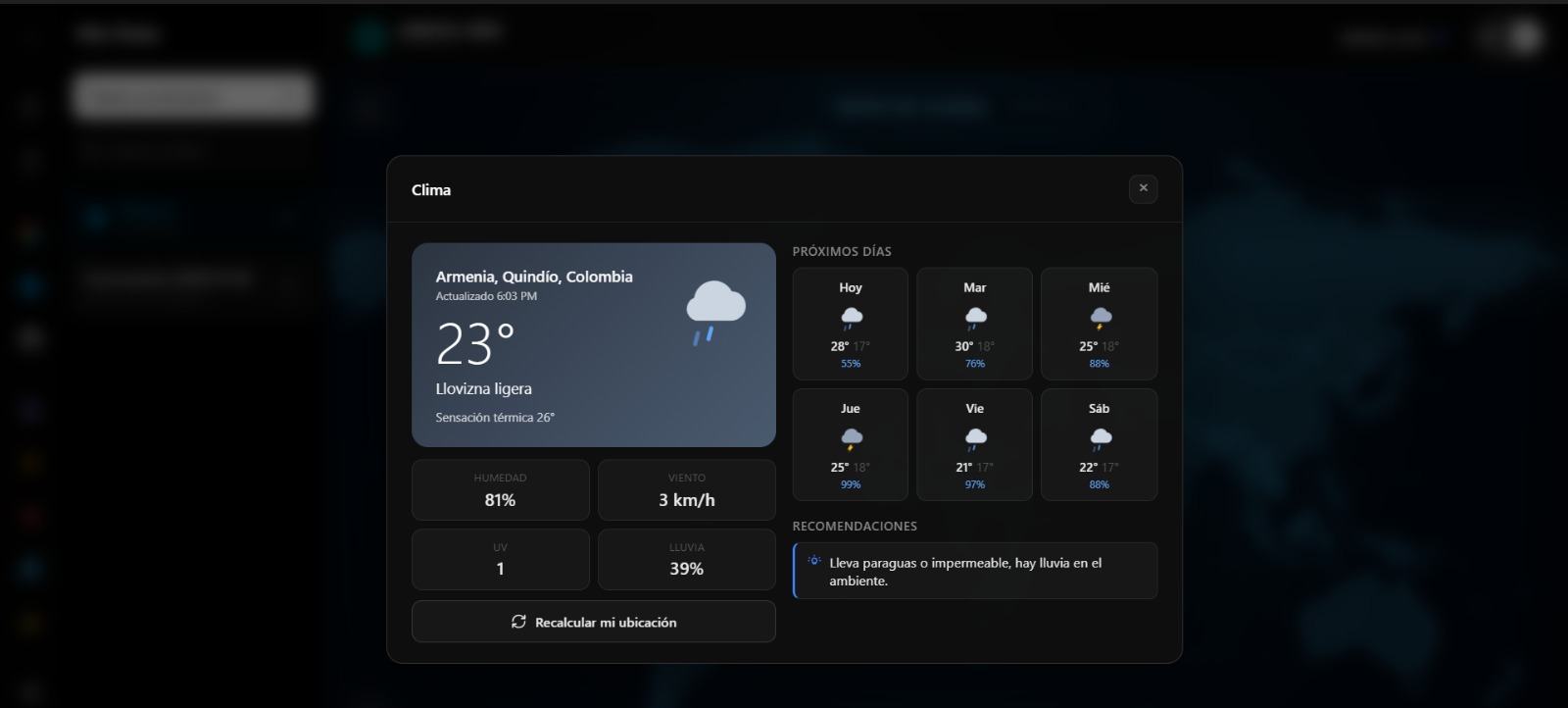 Función de Clima